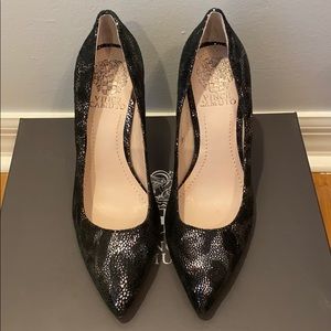 Vince Camuto Black and Silver Pumps, Sz 5.5